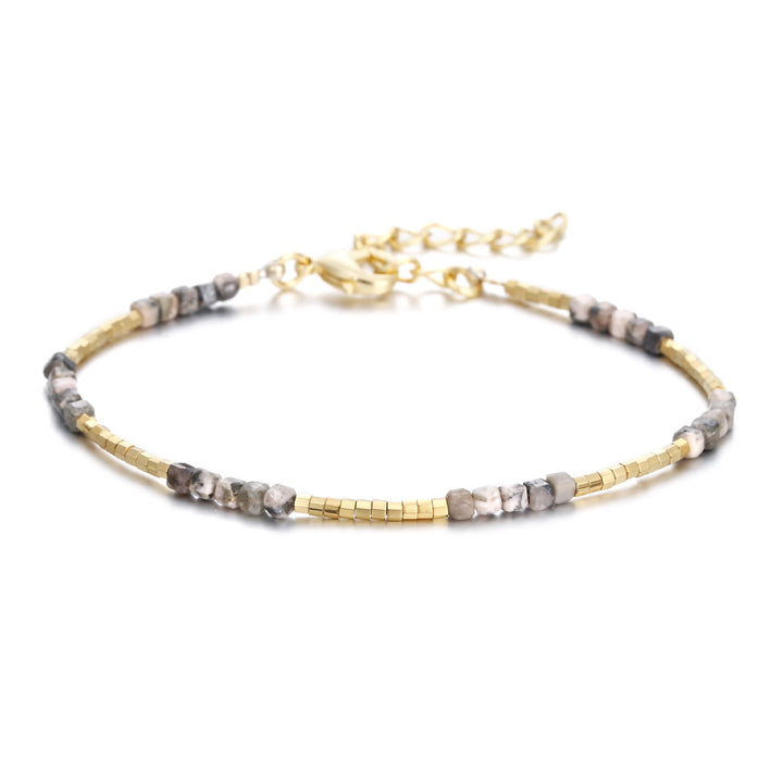 Olivenorma Natural Stone Cube Cut Metal Buckle Bracelet - Rhodochrosite - image 19