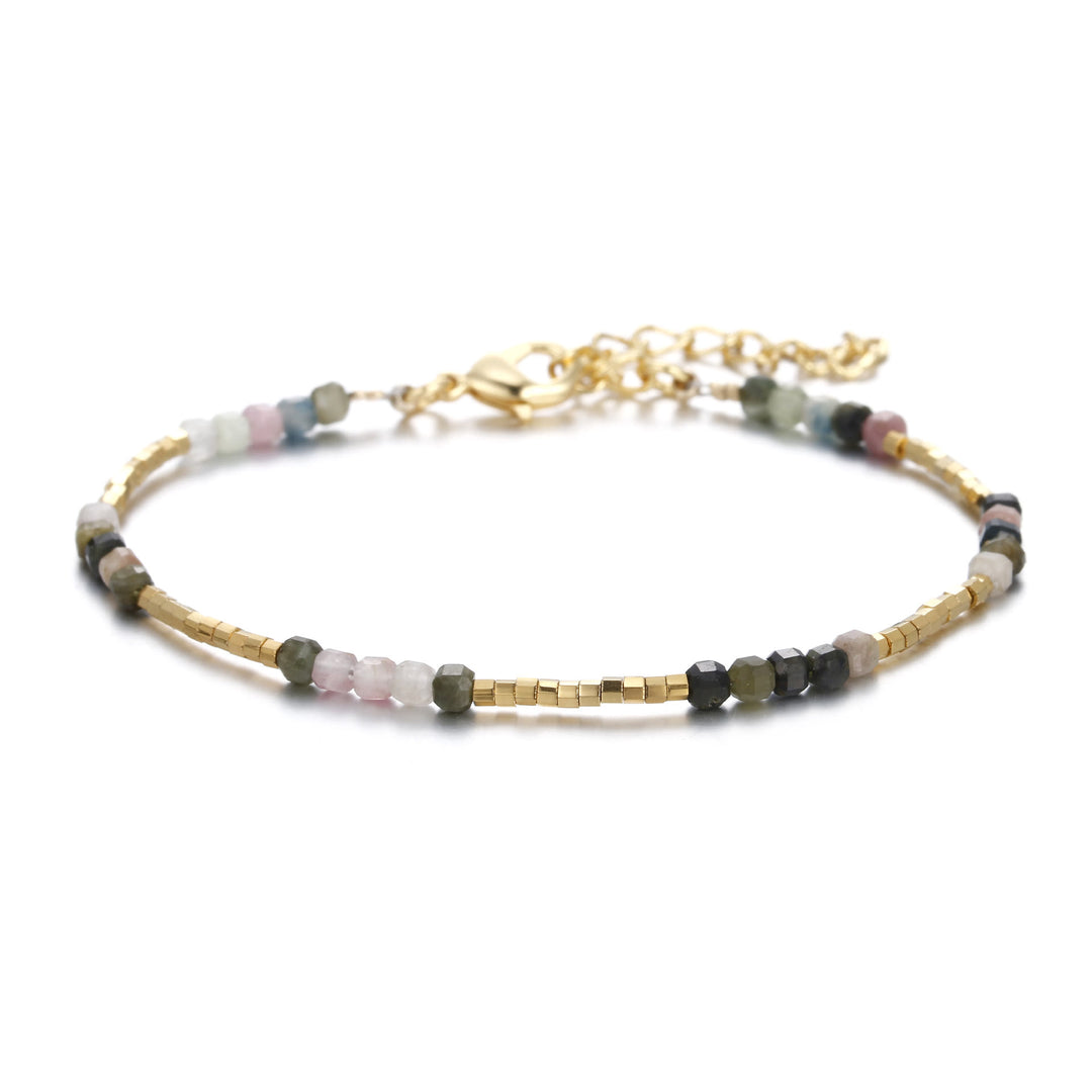 Olivenorma Natural Stone Cube Cut Metal Buckle Bracelet - India Agate - image 33