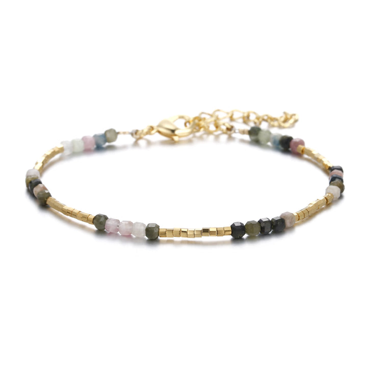 Olivenorma Natural Stone Cube Cut Metal Buckle Bracelet - India Agate - image 33