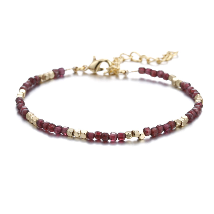 Olivenorma Natural Stone Cube Cut Metal Buckle Bracelet - Garnet - image 7