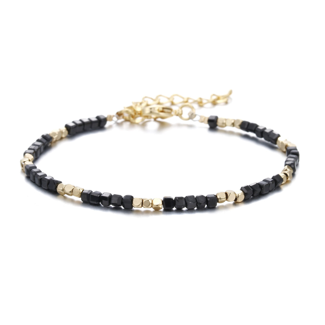 Olivenorma Natural Stone Cube Cut Metal Buckle Bracelet - Black Spinel - image 32