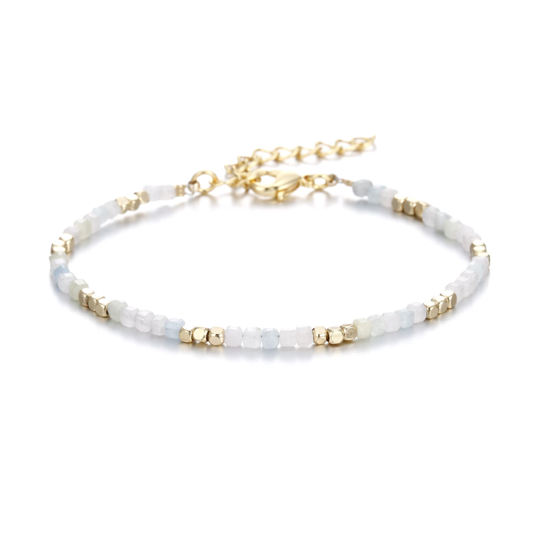 Olivenorma Natural Stone Cube Cut Metal Buckle Bracelet - Morganite - image 34