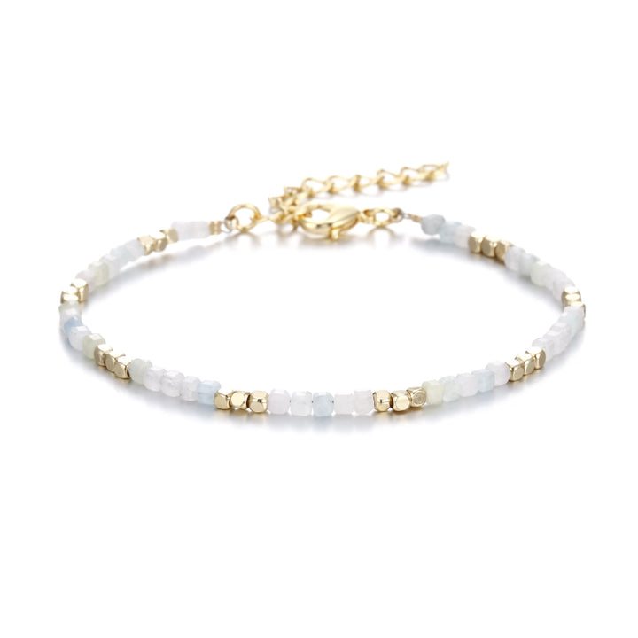 Olivenorma Natural Stone Cube Cut Metal Buckle Bracelet - Morganite - image 34