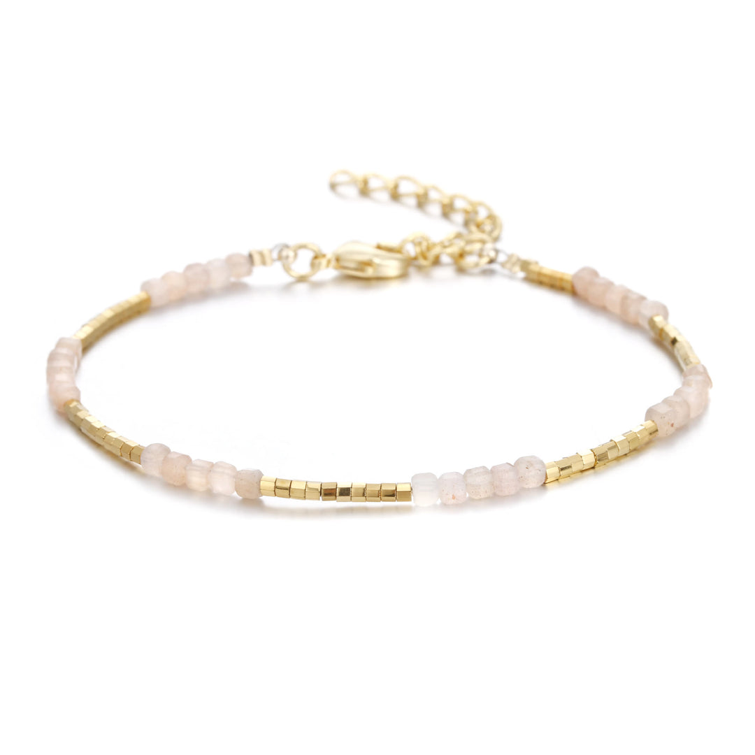 Olivenorma Natural Stone Cube Cut Metal Buckle Bracelet - Sun Stone - image 27