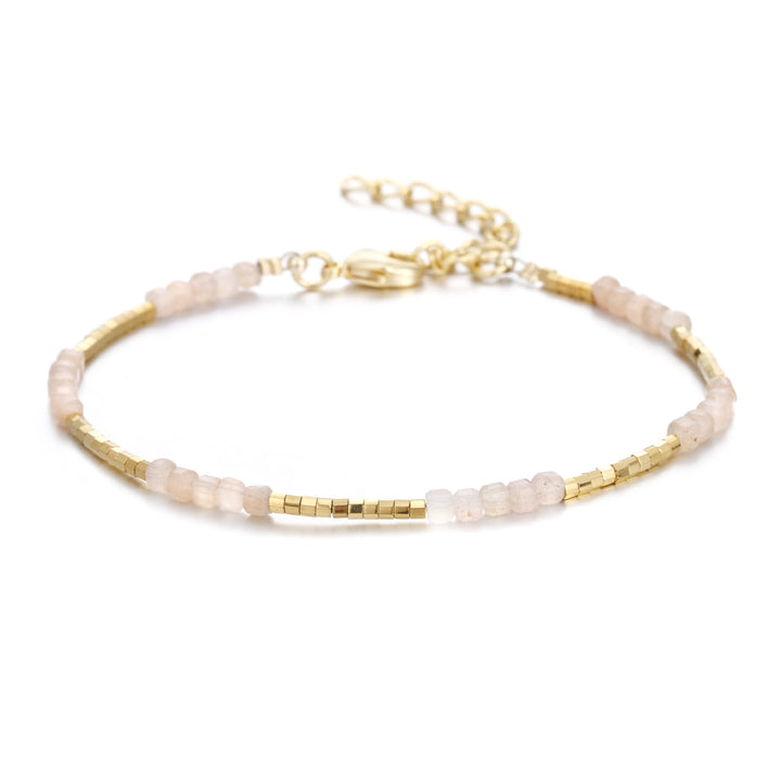 Olivenorma Natural Stone Cube Cut Metal Buckle Bracelet - Sun Stone - image 27