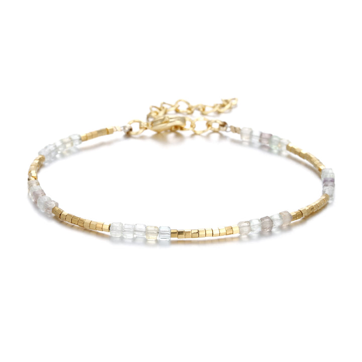 Olivenorma Natural Stone Cube Cut Metal Buckle Bracelet - Rose Quartz - image 21