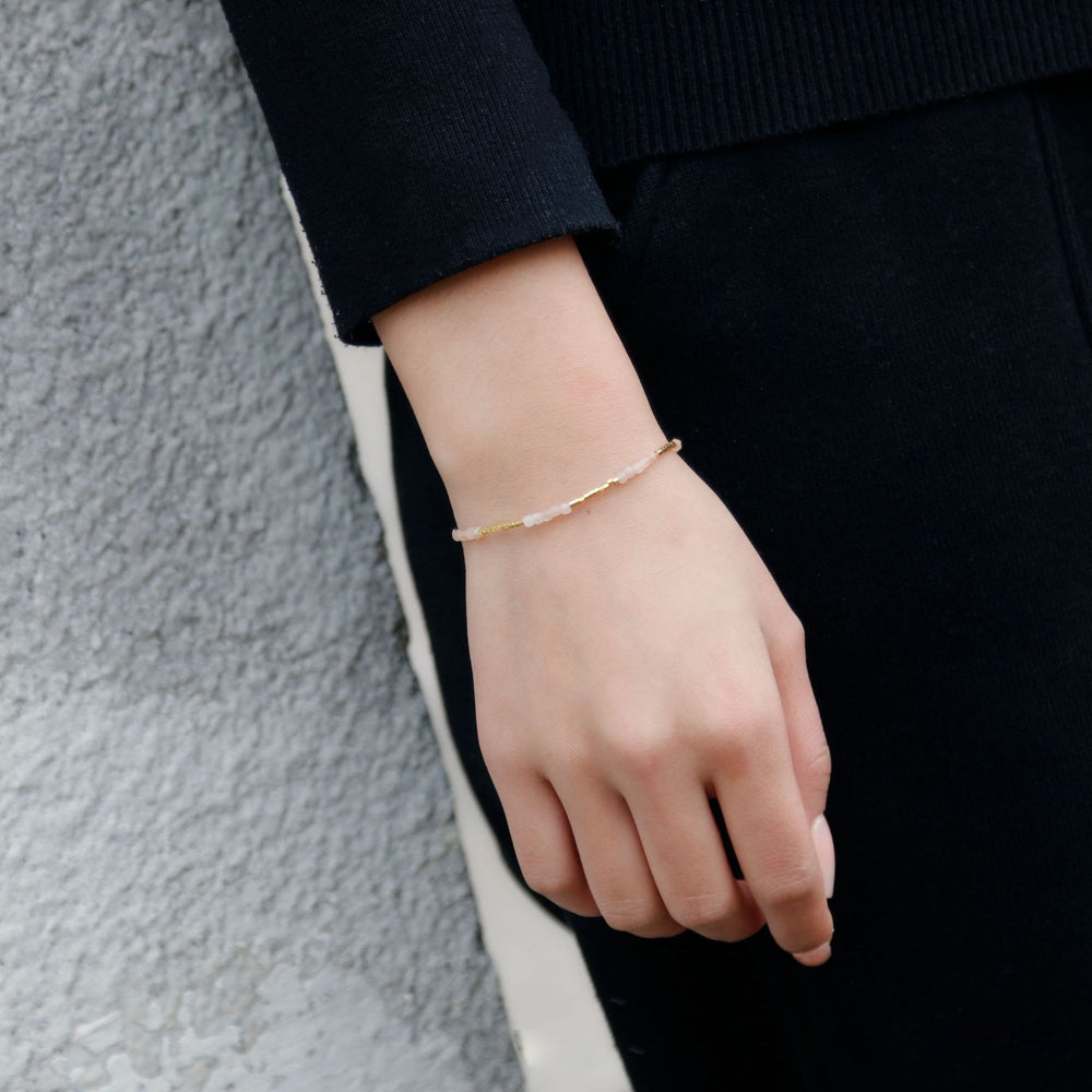 Olivenorma Natural Stone Cube Cut Metal Buckle Bracelet - image 1