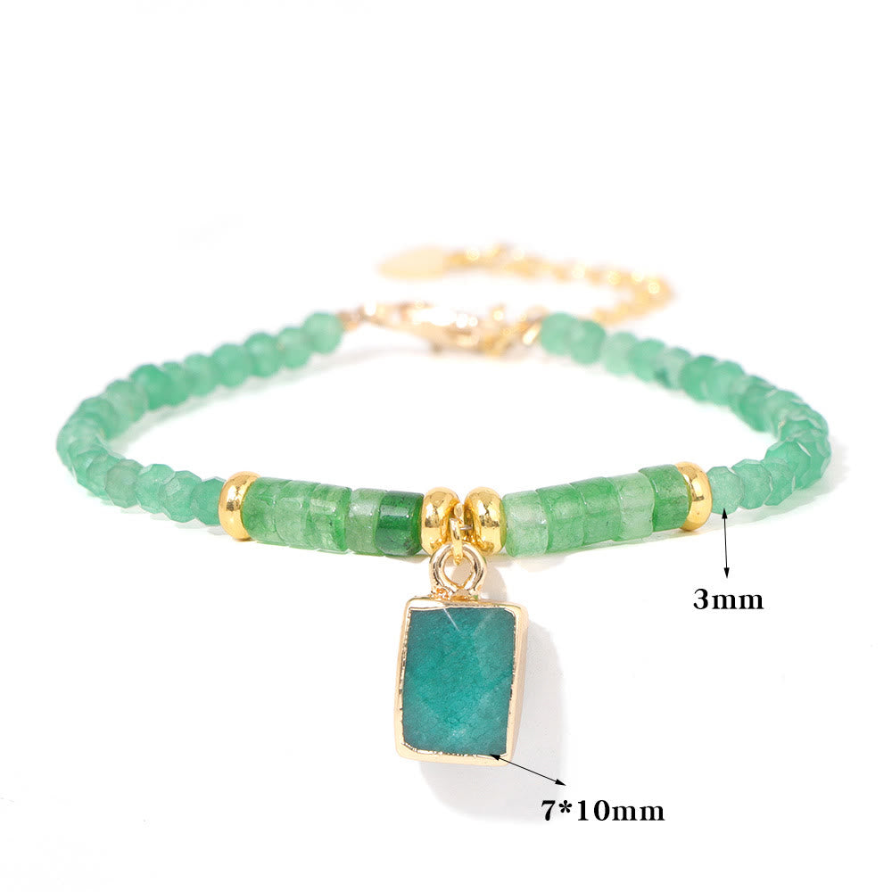 Olivenorma 3mm Natural Stone Beads Square Pendant Bracelet - image 18