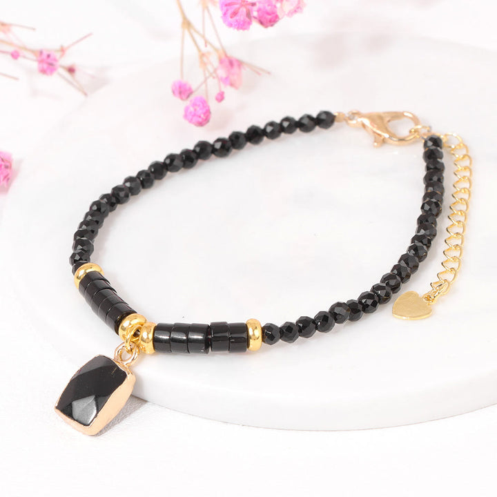 Olivenorma 3mm Natural Stone Beads Square Pendant Bracelet - image 12