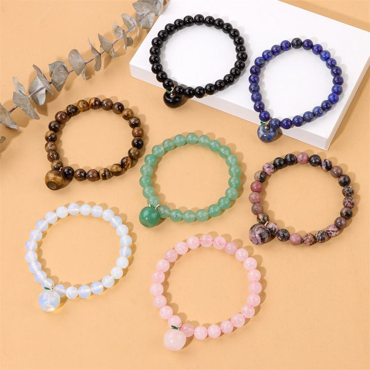 Olivenorma 8mm Natural Stone Beads Apple Pendant Bracelet - image 0