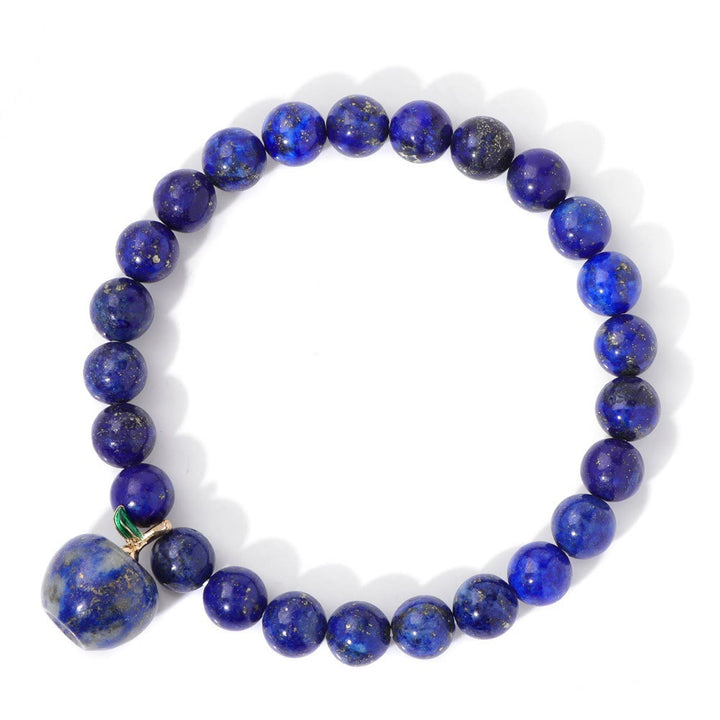 Olivenorma 8mm Natural Stone Beads Apple Pendant Bracelet - Lapis Lazuli - image 7