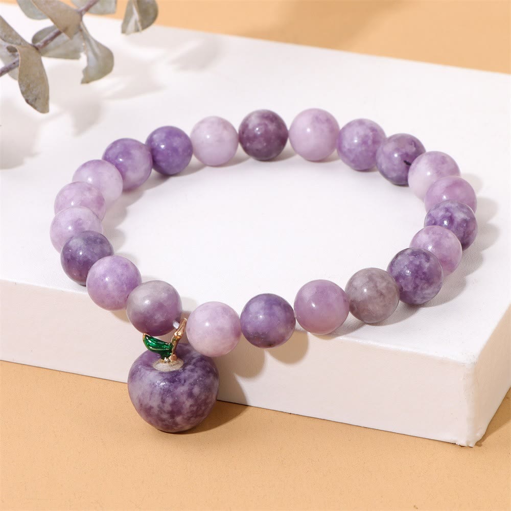 Olivenorma 8mm Natural Stone Beads Apple Pendant Bracelet - image 3