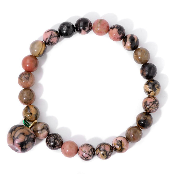 Olivenorma 8mm Natural Stone Beads Apple Pendant Bracelet - Rhodonite - image 17