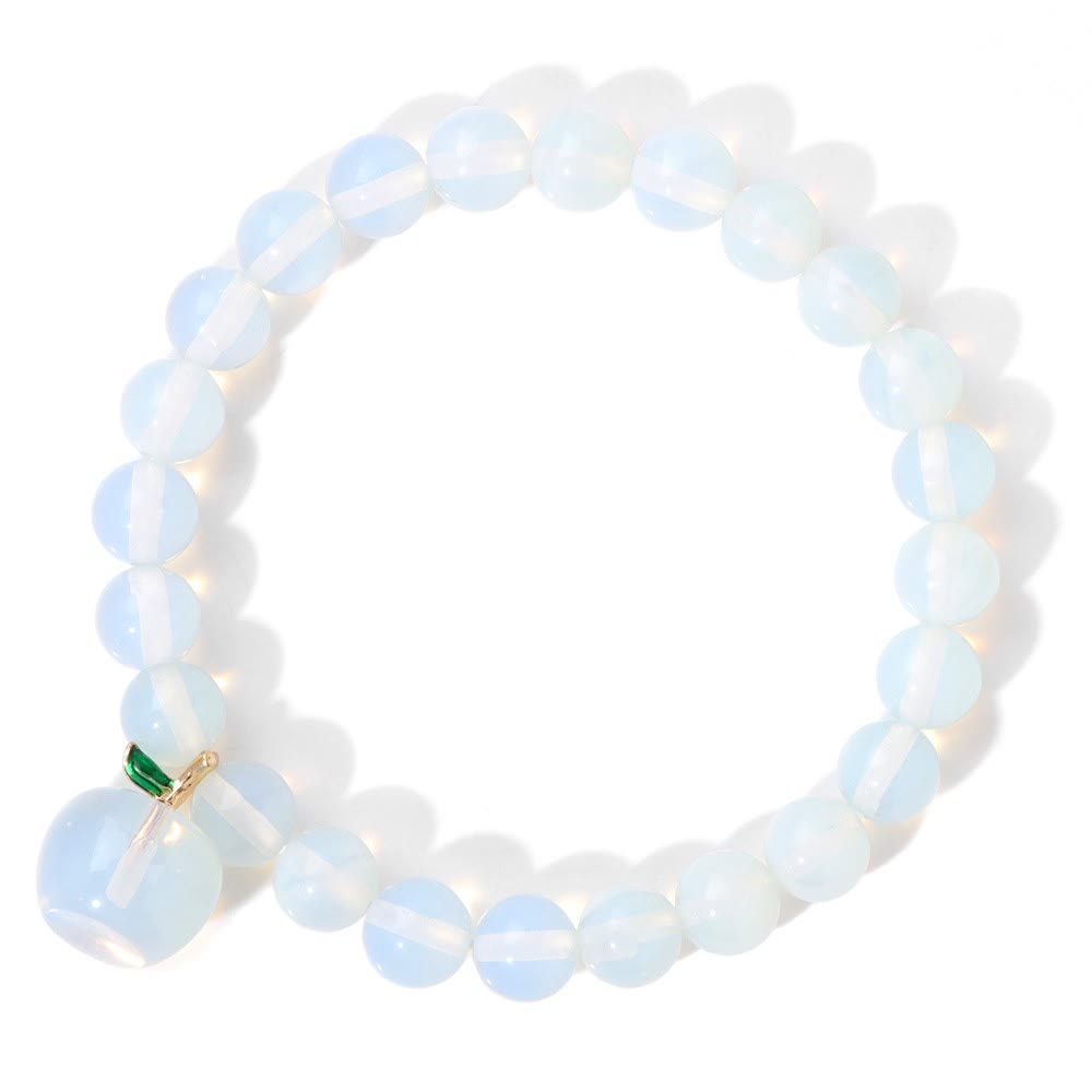 Olivenorma 8mm Natural Stone Beads Apple Pendant Bracelet - Opalite - image 12