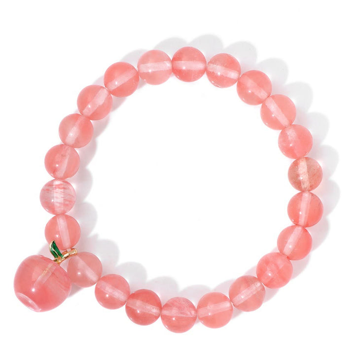 Olivenorma 8mm Natural Stone Beads Apple Pendant Bracelet - Red Smelting Quartz - image 14