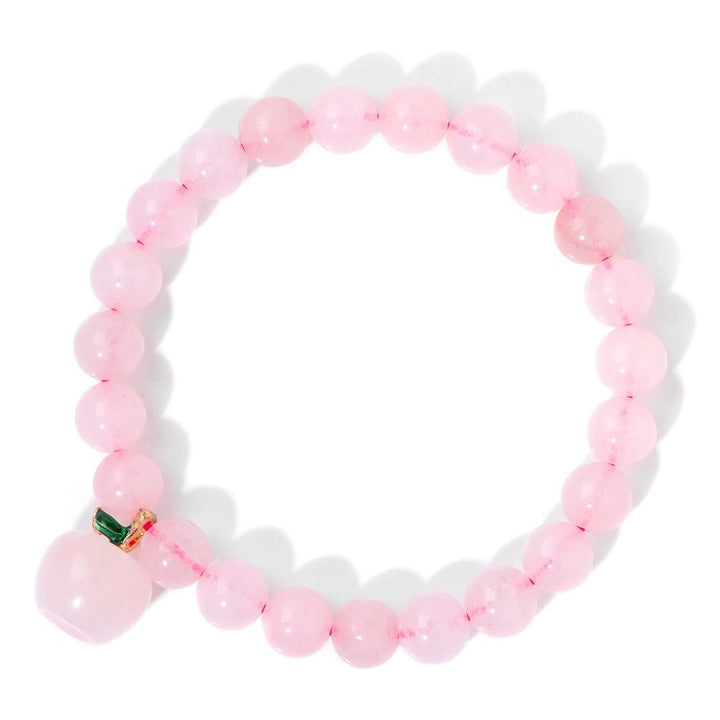 Olivenorma 8mm Natural Stone Beads Apple Pendant Bracelet - Rose Quartz - image 19