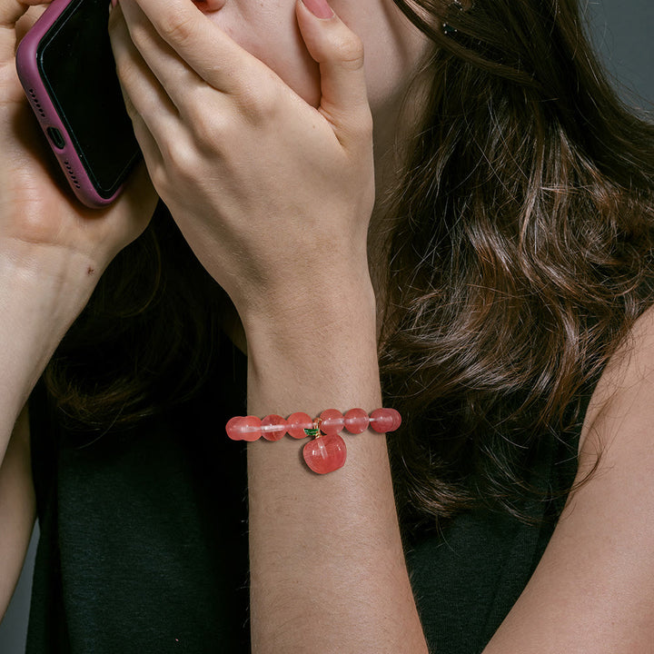 Olivenorma 8mm Natural Stone Beads Apple Pendant Bracelet - image 15