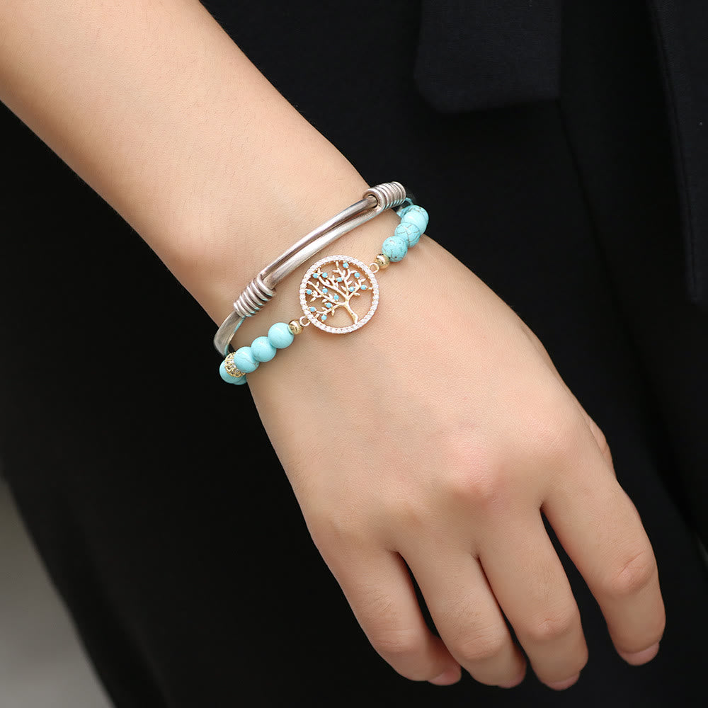Olivenorma Natural Turquoise Beads Tree Of Life Bracelet - image 1