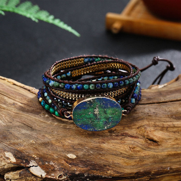 Olivenorma Lapis Lazuli African Turquoise Braided Bracelet - African Turquoise & Lapis Lazuli - image 0