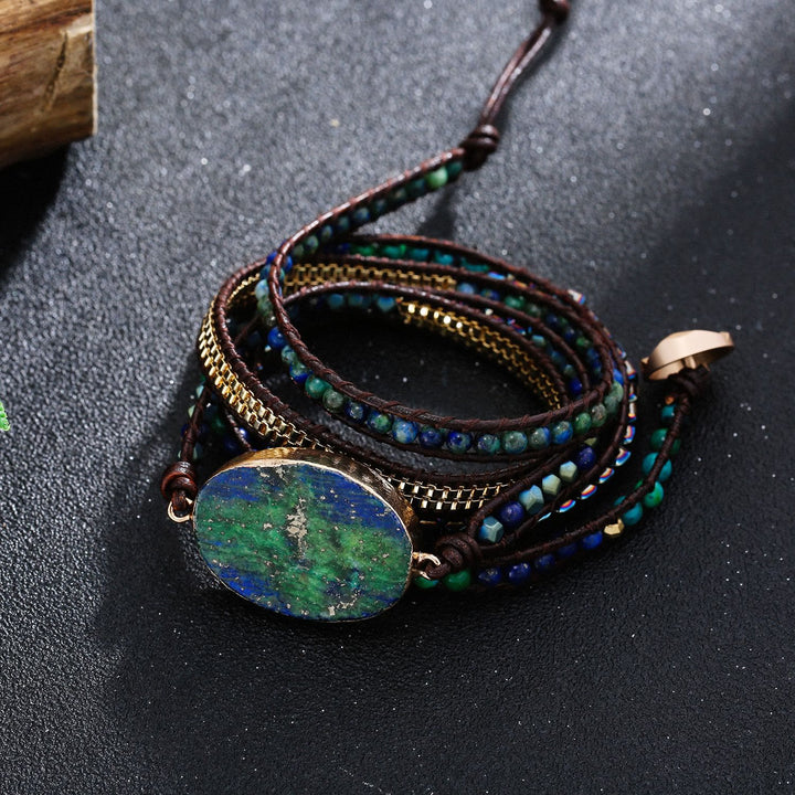 Olivenorma Lapis Lazuli African Turquoise Braided Bracelet - image 2