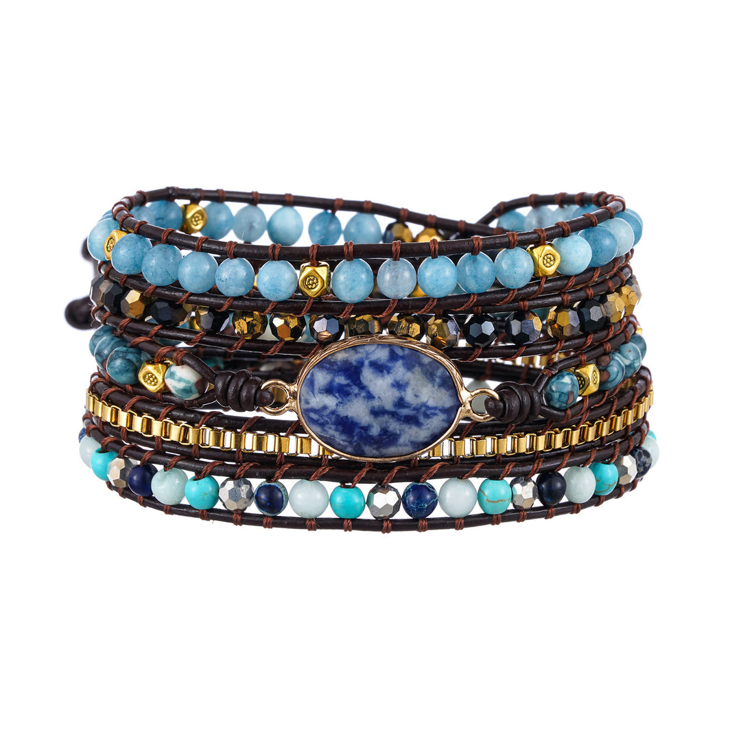 Olivenorma Aquamarine Blue Sodalite Multi-Wrap Braided Bracelet - image 3