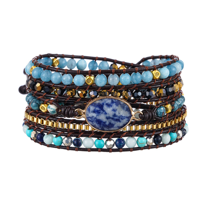 Olivenorma Aquamarine Blue Sodalite Multi-Wrap Braided Bracelet - image 3