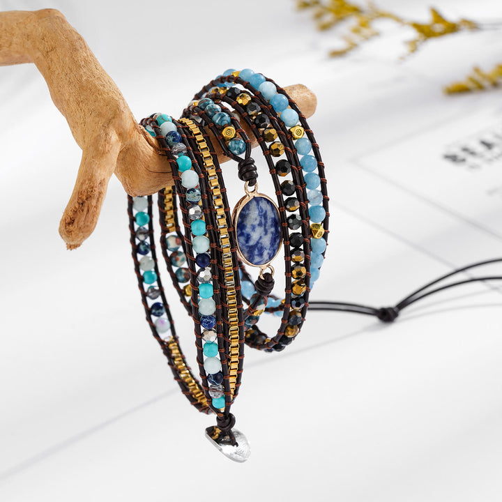 Olivenorma Aquamarine Blue Sodalite Multi-Wrap Braided Bracelet - image 2