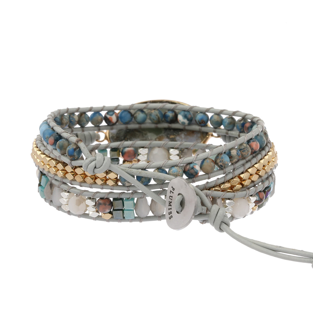 Olivenorma Ocean Jasper Blue Chalcedony Multi-Wrap Braided Bracelet - image 3