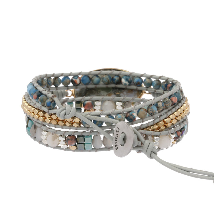 Olivenorma Ocean Jasper Blue Chalcedony Multi-Wrap Braided Bracelet - image 3