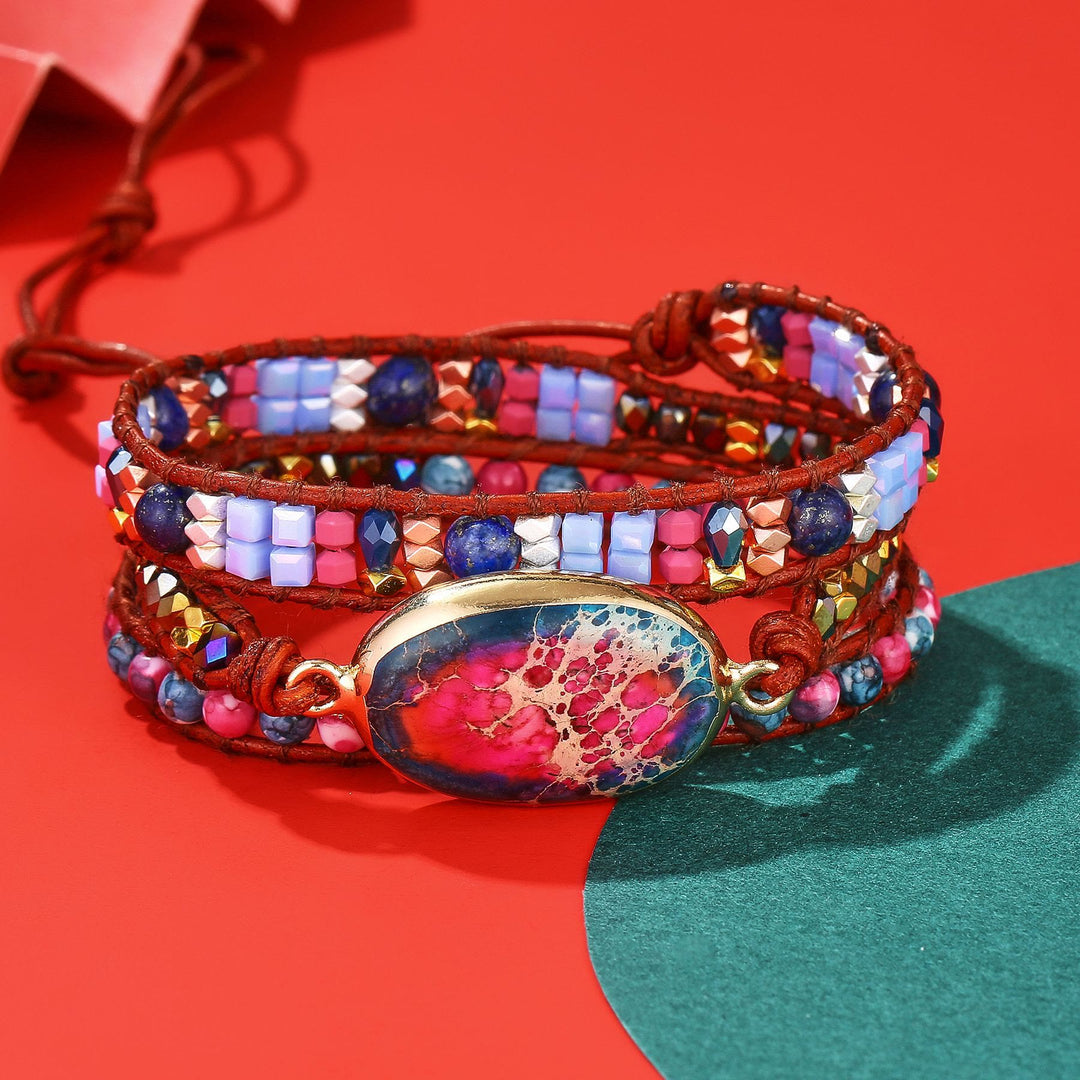 Olivenorma Blue Red Emperor Stone Braided Bracelet - image 3