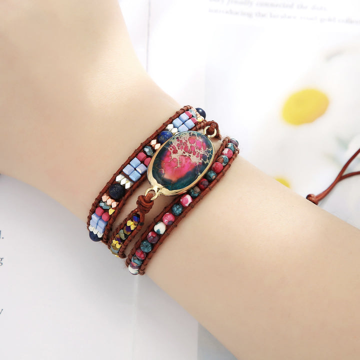 Olivenorma Blue Red Emperor Stone Braided Bracelet - image 1