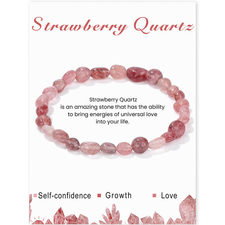 Olivenorma 6-8mm Natural Irregular Crystal Beads Bracelet - Strawberry Quartz - image 25