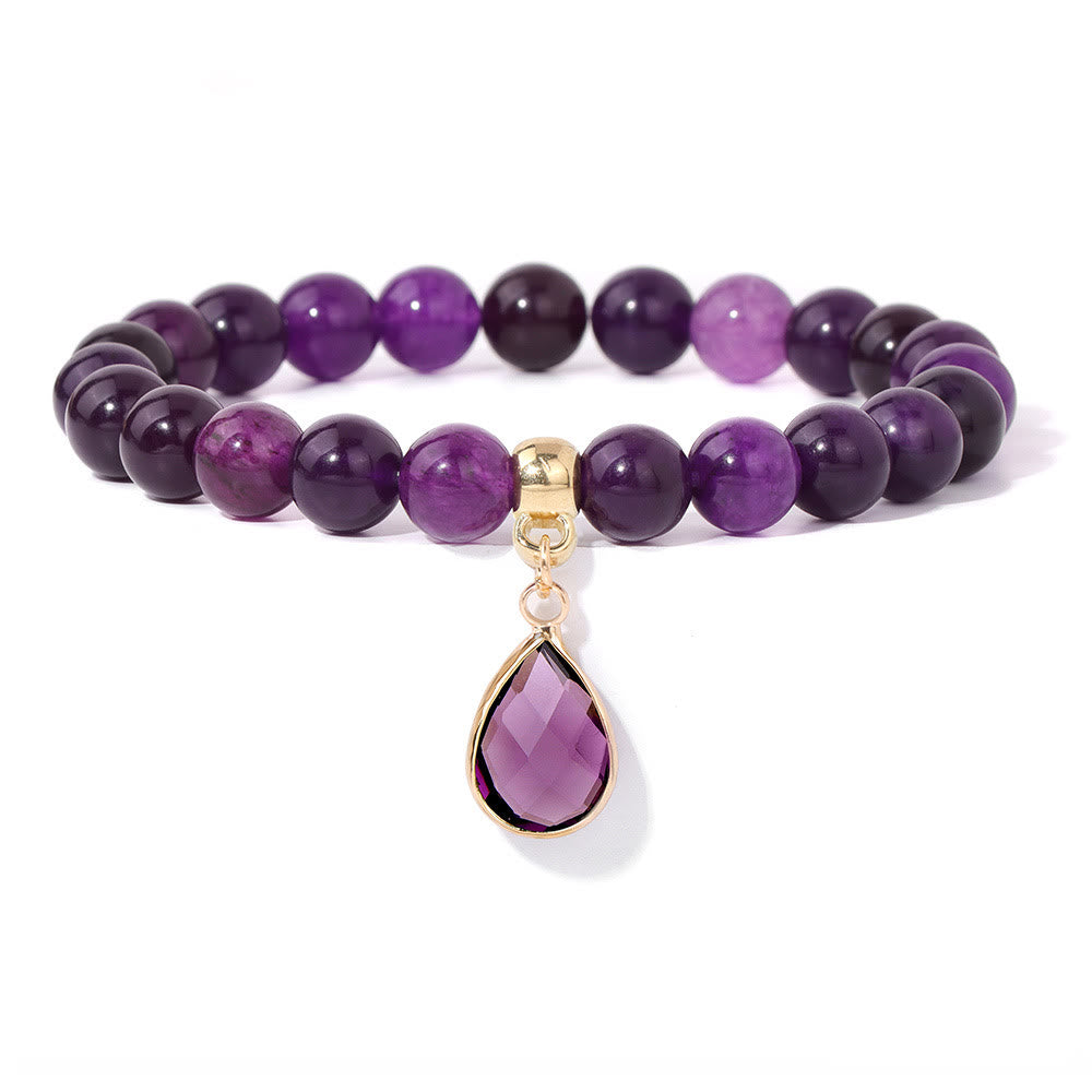 Olivenorma 8mm Natural Irregular Crystal Beads Bracelet - Amethyst - image 4