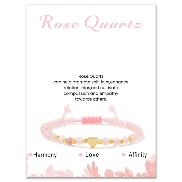 Olivenorma 4mm Natural Crystal Beads Drawstring Bracelet - Rose Quartz - image 18