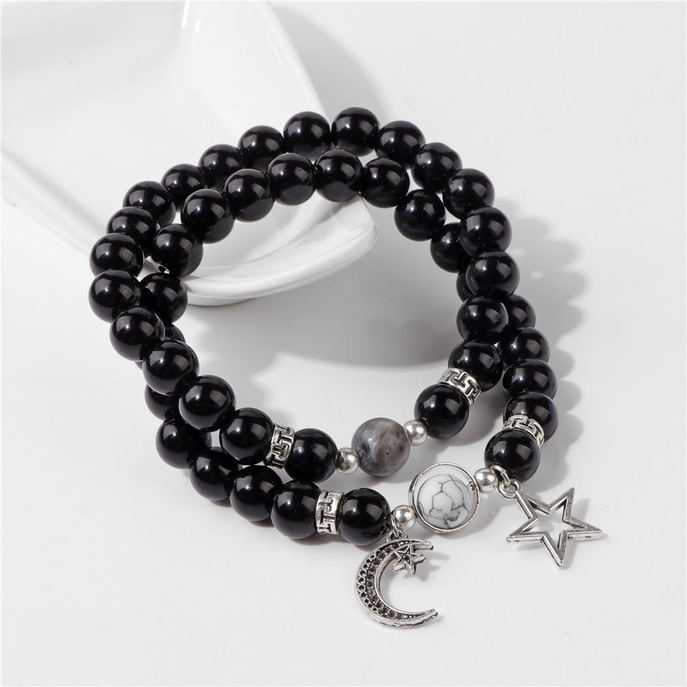 Olivenorma Natural Stone Beads Moon Star Pendant Bracelet Set - image 19