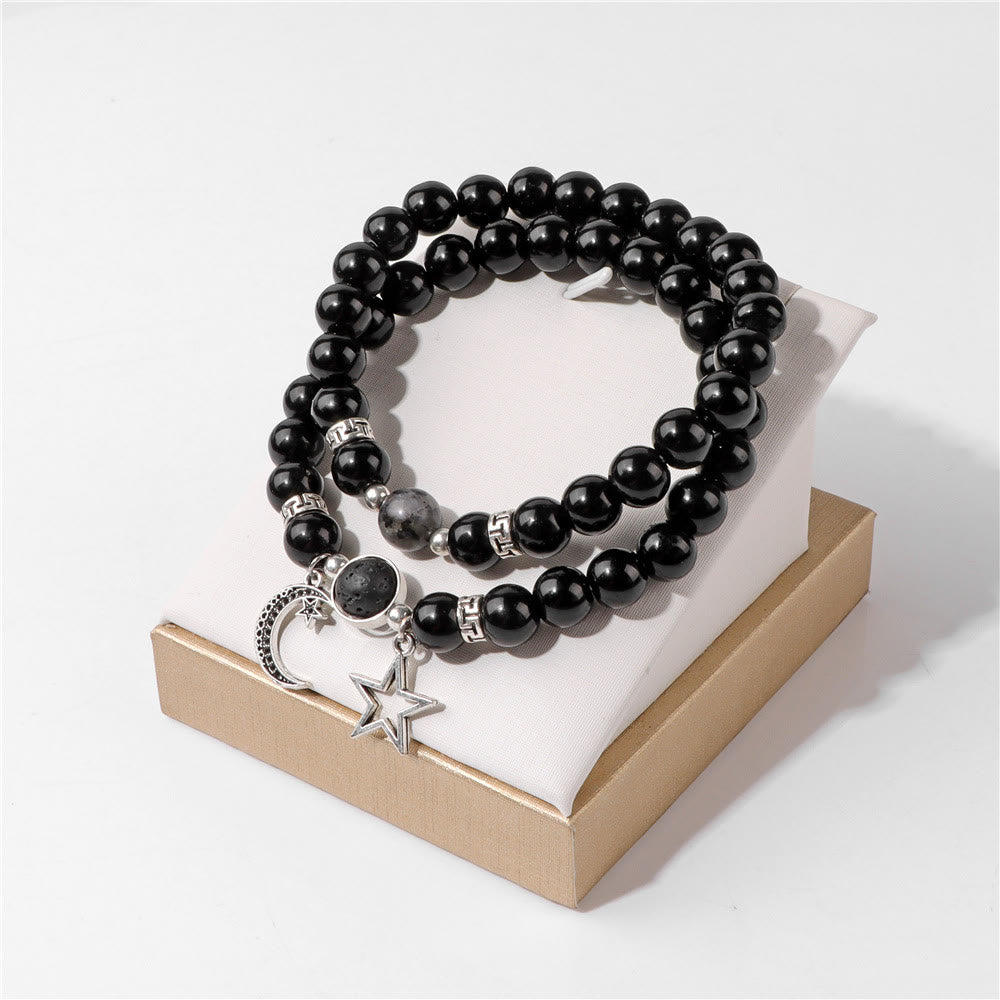 Olivenorma Natural Stone Beads Moon Star Pendant Bracelet Set - image 21