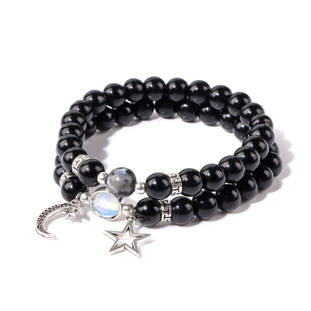 Olivenorma Natural Stone Beads Moon Star Pendant Bracelet Set - Opalite - image 9
