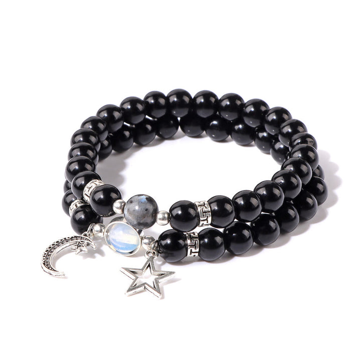 Olivenorma Natural Stone Beads Moon Star Pendant Bracelet Set - Opalite - image 9