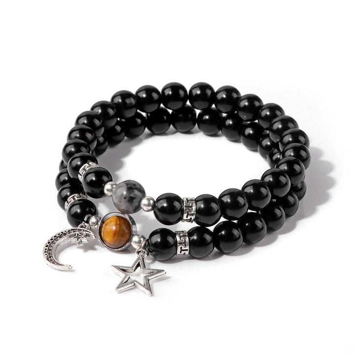 Olivenorma Natural Stone Beads Moon Star Pendant Bracelet Set - Tiger Eye - image 13