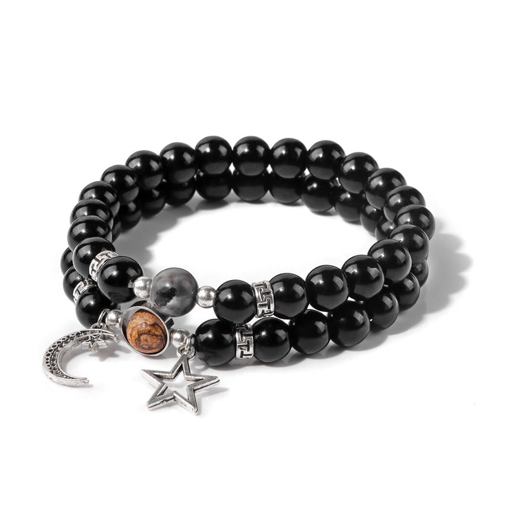 Olivenorma Natural Stone Beads Moon Star Pendant Bracelet Set - Picture Jasper - image 11