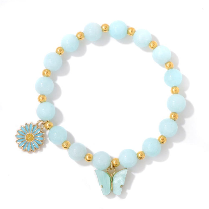 Olivenorma Natural Crystal Beads Butterfly Pendant Bracelet - Amazonite - image 4