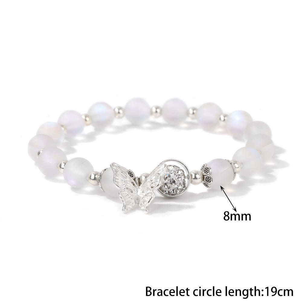 Olivenorma 8mm Moonstone Beads Butterfly Pendant Bracelet - image 5
