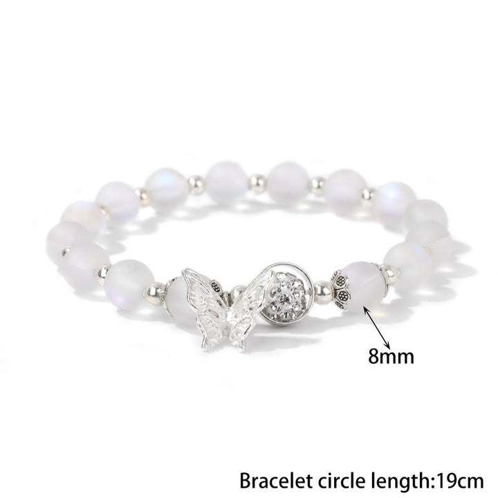 Olivenorma 8mm Moonstone Beads Butterfly Pendant Bracelet - image 5