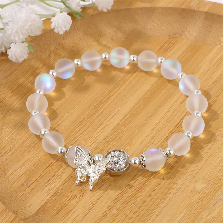 Olivenorma 8mm Moonstone Beads Butterfly Pendant Bracelet - Moonstone - image 0