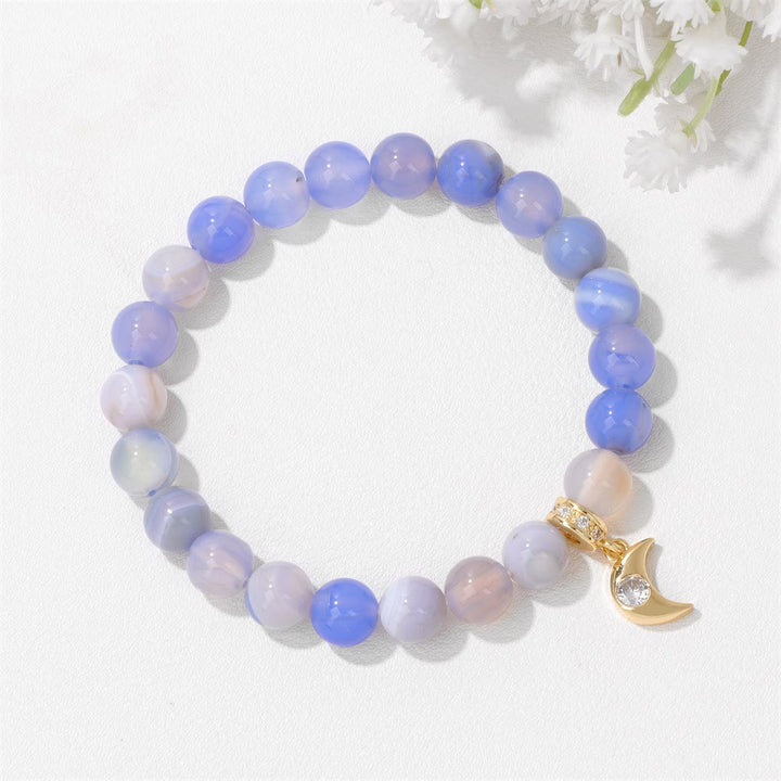 Olivenorma Natural Stone Beads Zircon Moon Pendant Bracelet - image 0
