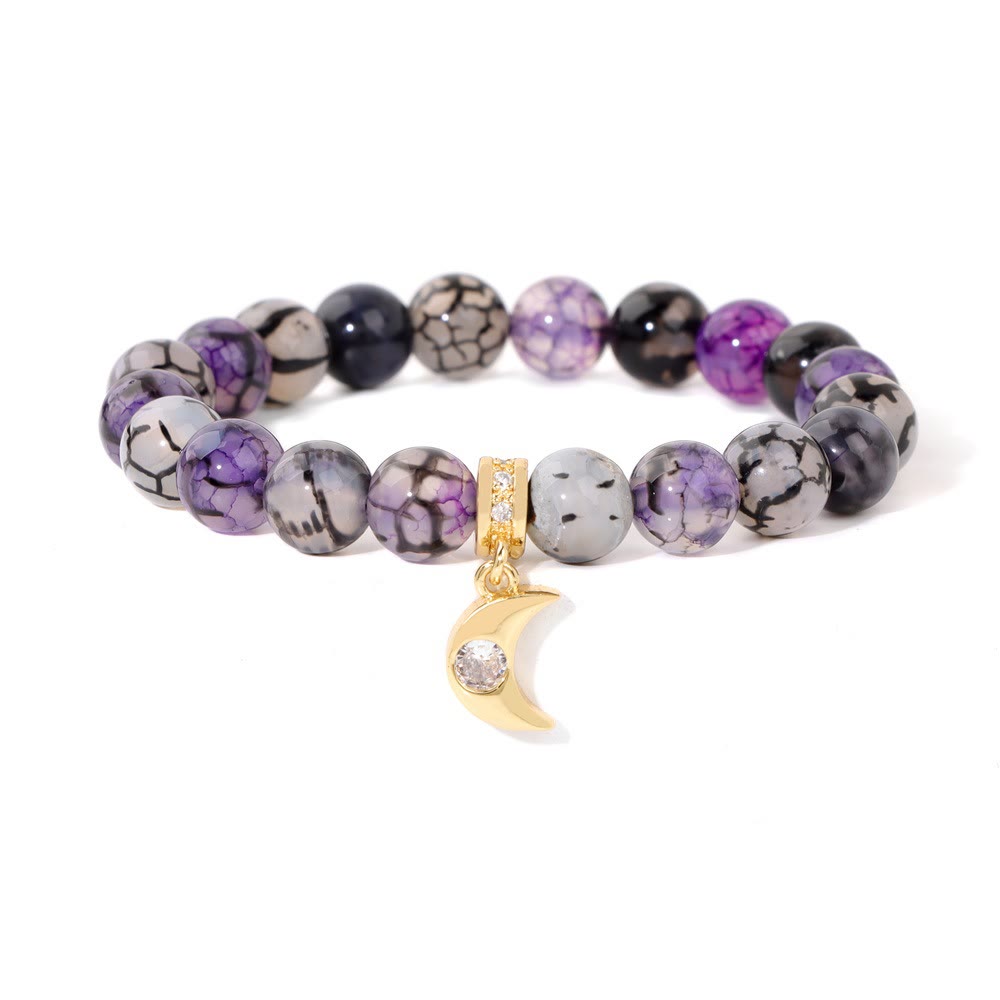 Olivenorma Natural Stone Beads Zircon Moon Pendant Bracelet - Dragon Stone - image 4