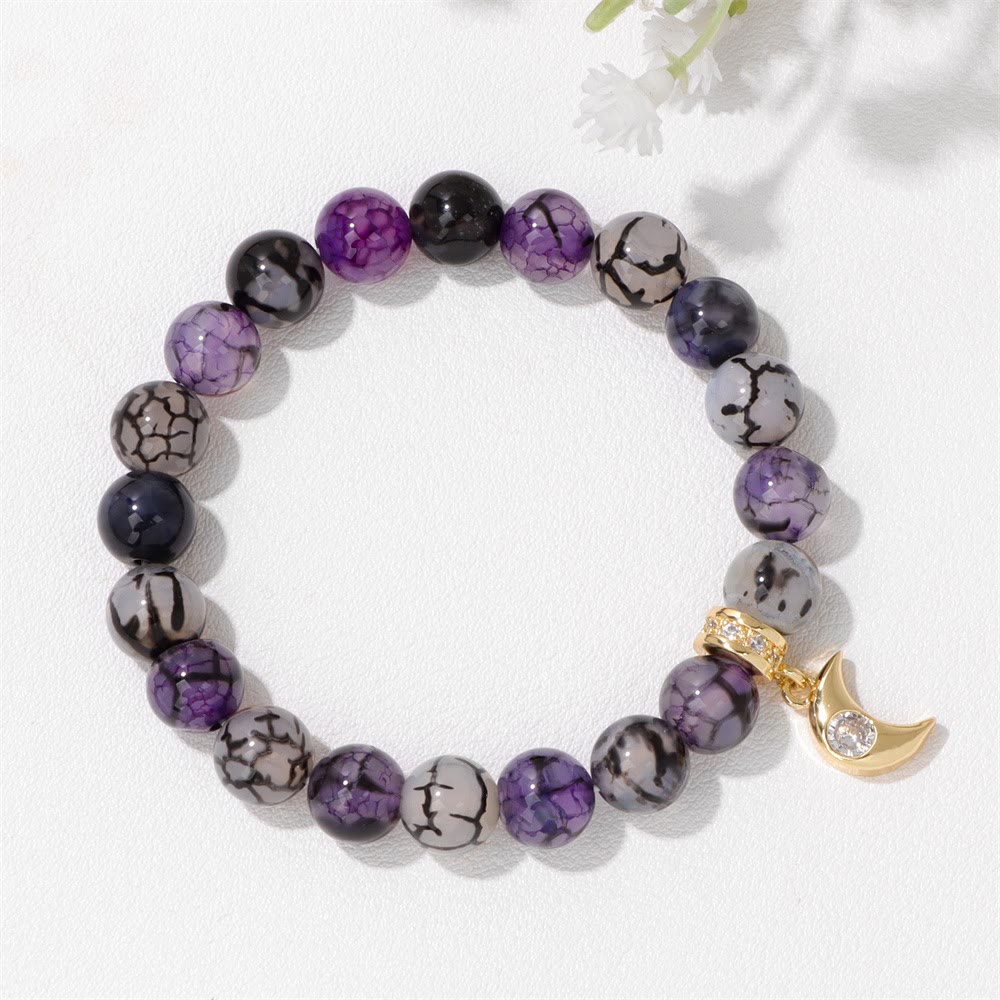 Olivenorma Natural Stone Beads Zircon Moon Pendant Bracelet - image 5