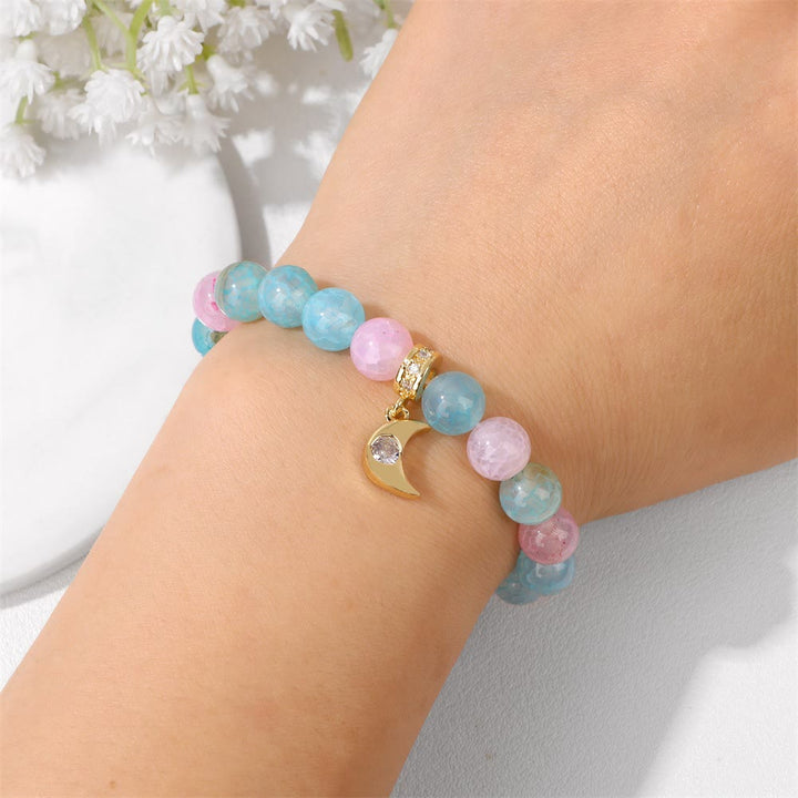 Olivenorma Natural Stone Beads Zircon Moon Pendant Bracelet - image 3