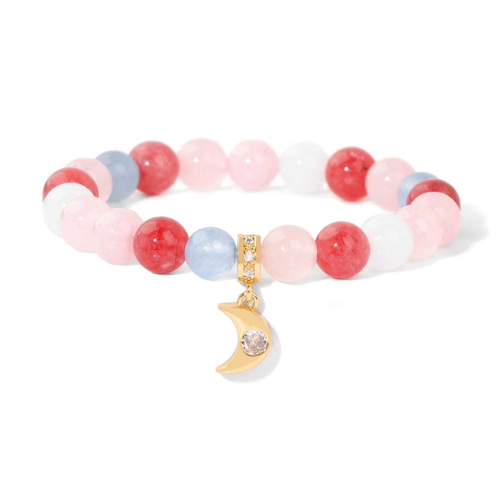 Olivenorma Natural Stone Beads Zircon Moon Pendant Bracelet - Angel Stone-Pink Crystal - image 7