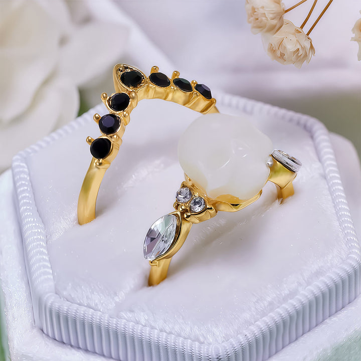 Olivenorma Gothic Resin skull and Moissanite Crown Ring Set - image 9